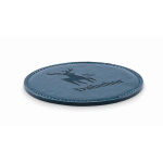 Ronde kunstleren onderzetter, personaliseerbaar kleur marineblauw hoofdweergave