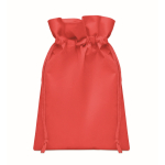 Kleine unicolor RPET touwzak voor geschenken 20x30cm kleur rood