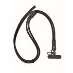 Mobiel lanyard met laad- en datakabel kleur zwart