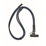 Mobiel lanyard met laad- en datakabel kleur marineblauw