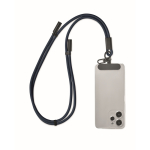 Mobiel lanyard met laad- en datakabel kleur marineblauw tweede weergave