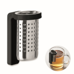 Stalen thee-infuser met plastic haakje kleur zwart