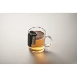 Stalen thee-infuser met plastic haakje kleur zwart foto bekijken derde weergave