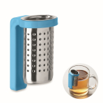 Stalen thee-infuser met plastic haakje kleur turkoois