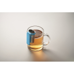 Stalen thee-infuser met plastic haakje kleur turkoois foto bekijken derde weergave