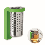 Stalen thee-infuser met plastic haakje kleur limoen groen