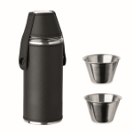 RVS flacon met 2 shotglazen 230ml en 20ml kleur zwart