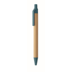 Balpen met bamboe mechanisme en tarwegras, blauwe inkt kleur blauw