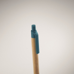 Balpen met bamboe mechanisme en tarwegras, blauwe inkt kleur blauw foto bekijken tweede weergave
