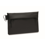 Polyester PU toilettas organizer met karabijnhaak aan de zijkant kleur zwart
