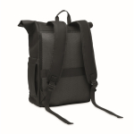 Roll-top rugzak voor laptop met trolleyriem 15'' kleur zwart tweede weergave