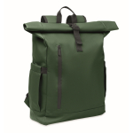 Roll-top rugzak voor laptop met trolleyriem 15'' kleur donkergroen