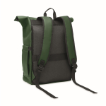Roll-top rugzak voor laptop met trolleyriem 15'' kleur donkergroen tweede weergave