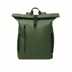 Roll-top rugzak voor laptop met trolleyriem 15'' kleur donkergroen vierde weergave