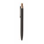 Gerecycled aluminium balpen met bamboeknop, blauwe inkt kleur zwart vijfde weergave