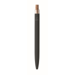 Gerecycled aluminium balpen met bamboeknop, blauwe inkt kleur zwart zesde weergave