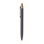 Gerecycled aluminium balpen met bamboeknop, blauwe inkt kleur blauw vijfde weergave