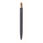 Gerecycled aluminium balpen met bamboeknop, blauwe inkt kleur blauw zesde weergave
