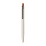 Gerecycled aluminium balpen met bamboeknop, blauwe inkt kleur wit vierde weergave