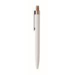 Gerecycled aluminium balpen met bamboeknop, blauwe inkt kleur wit vijfde weergave