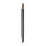Gerecycled aluminium balpen met bamboeknop, blauwe inkt kleur donkergrijs vierde weergave