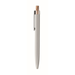 Gerecycled aluminium balpen met bamboeknop, blauwe inkt kleur mat zilver vijfde weergave