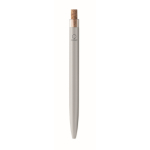 Gerecycled aluminium balpen met bamboeknop, blauwe inkt kleur mat zilver zesde weergave