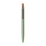Gerecycled aluminium balpen met bamboeknop, blauwe inkt kleur mintgroen vierde weergave