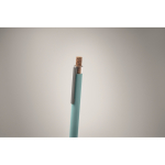 Gerecycled aluminium balpen met bamboeknop, blauwe inkt kleur lichtblauw foto bekijken tweede weergave