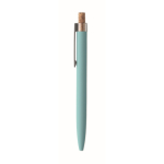 Gerecycled aluminium balpen met bamboeknop, blauwe inkt kleur lichtblauw vijfde weergave