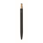 Gerecycled aluminium balpen met bamboeknop en blauwe inkt kleur zwart zesde weergave
