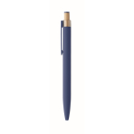 Gerecycled aluminium balpen met bamboeknop en blauwe inkt kleur blauw vijfde weergave