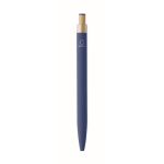 Gerecycled aluminium balpen met bamboeknop en blauwe inkt kleur blauw zesde weergave