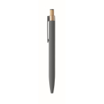 Gerecycled aluminium balpen met bamboeknop en blauwe inkt kleur donkergrijs vijfde weergave