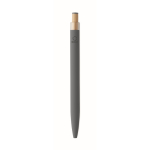 Gerecycled aluminium balpen met bamboeknop en blauwe inkt kleur donkergrijs zesde weergave