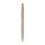 Gerecycled aluminium balpen met bamboeknop en blauwe inkt kleur mat zilver vierde weergave