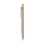 Gerecycled aluminium balpen met bamboeknop en blauwe inkt kleur mat zilver vijfde weergave