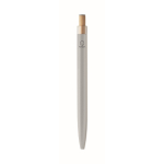 Gerecycled aluminium balpen met bamboeknop en blauwe inkt kleur mat zilver zesde weergave