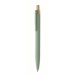 Gerecycled aluminium balpen met bamboeknop en blauwe inkt kleur mintgroen