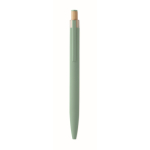 Gerecycled aluminium balpen met bamboeknop en blauwe inkt kleur mintgroen vierde weergave