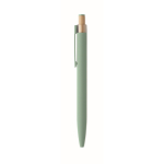 Gerecycled aluminium balpen met bamboeknop en blauwe inkt kleur mintgroen vijfde weergave