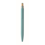 Gerecycled aluminium balpen met bamboeknop en blauwe inkt kleur lichtblauw vierde weergave