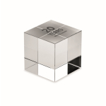 Elegante glazen trofee in de vorm van een kubus om te personaliseren kleur doorzichtig hoofdweergave