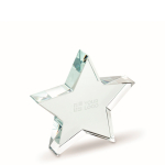 Glazen trofee in de vorm van een ster om te personaliseren kleur doorzichtig weergave met bedrukking