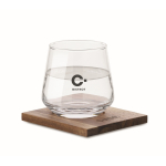 Korte glazen whiskyglas met acaciahouten onderzetters kleur doorzichtig hoofdweergave tweede weergave