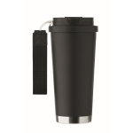 Gerecycled RVS glas met deksel en rietje 2-in-1 500ml kleur zwart zevende weergave