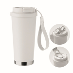 Gerecycled RVS glas met deksel en rietje 2-in-1 500ml kleur wit