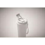 Gerecycled RVS glas met deksel en rietje 2-in-1 500ml kleur wit foto bekijken derde weergave