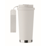 Gerecycled RVS glas met deksel en rietje 2-in-1 500ml kleur wit zevende weergave