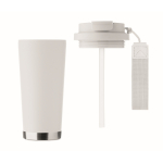 Gerecycled RVS glas met deksel en rietje 2-in-1 500ml kleur wit achtste weergave